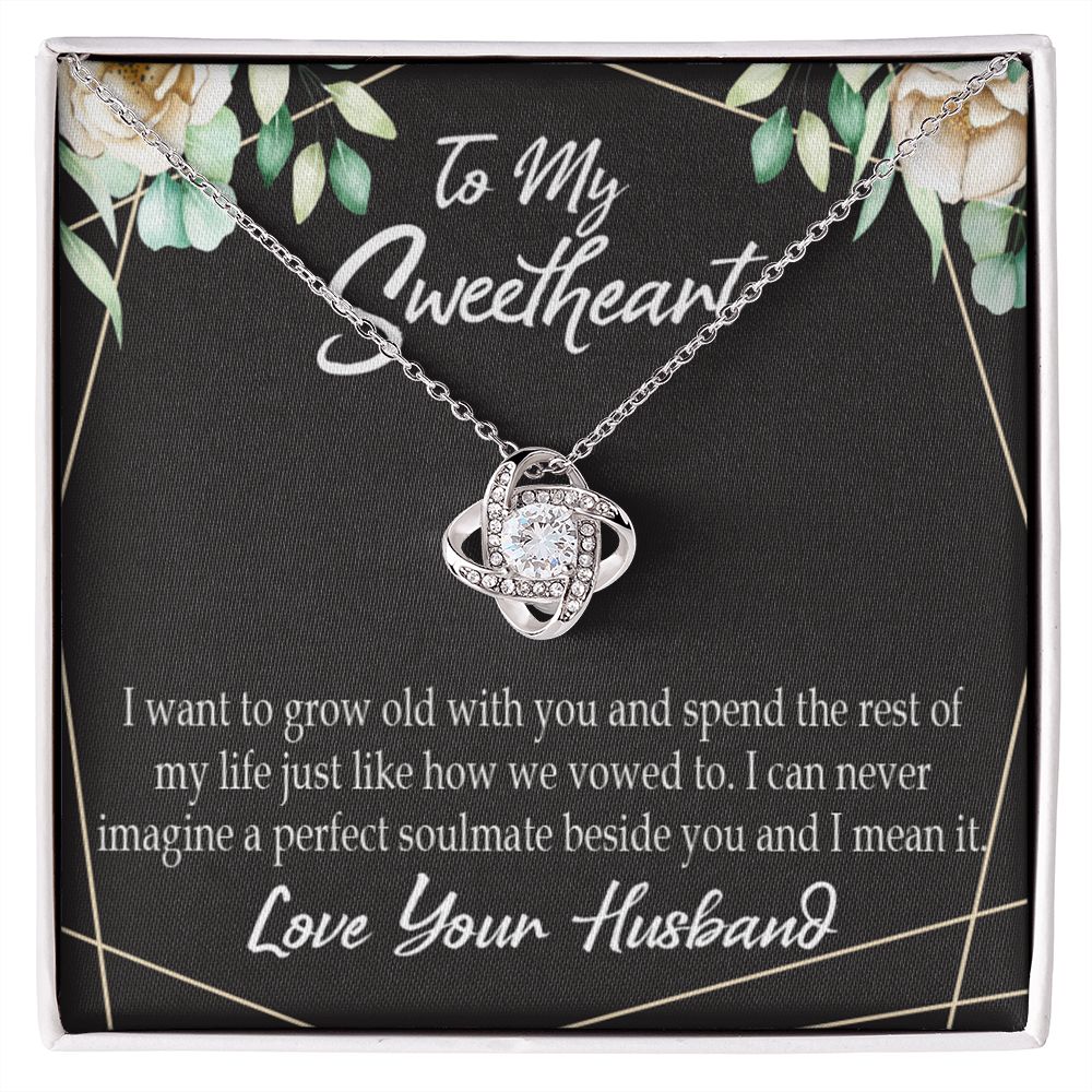 To My Wife I Want to Grow Old With You Infinity Knot Necklace Message Card-Express Your Love Gifts
