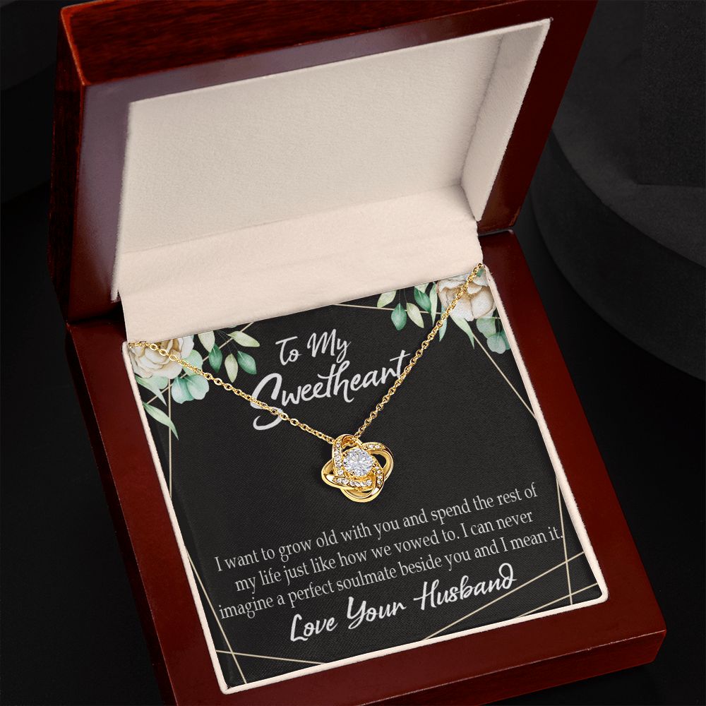 To My Wife I Want to Grow Old With You Infinity Knot Necklace Message Card-Express Your Love Gifts