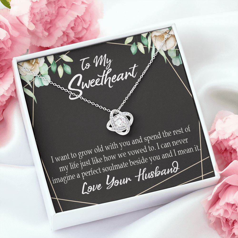 To My Wife I Want to Grow Old With You Infinity Knot Necklace Message Card-Express Your Love Gifts