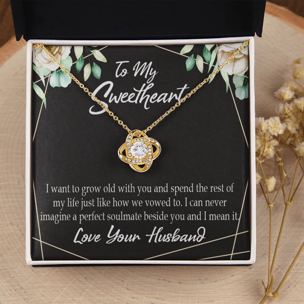 To My Wife I Want to Grow Old With You Infinity Knot Necklace Message Card-Express Your Love Gifts