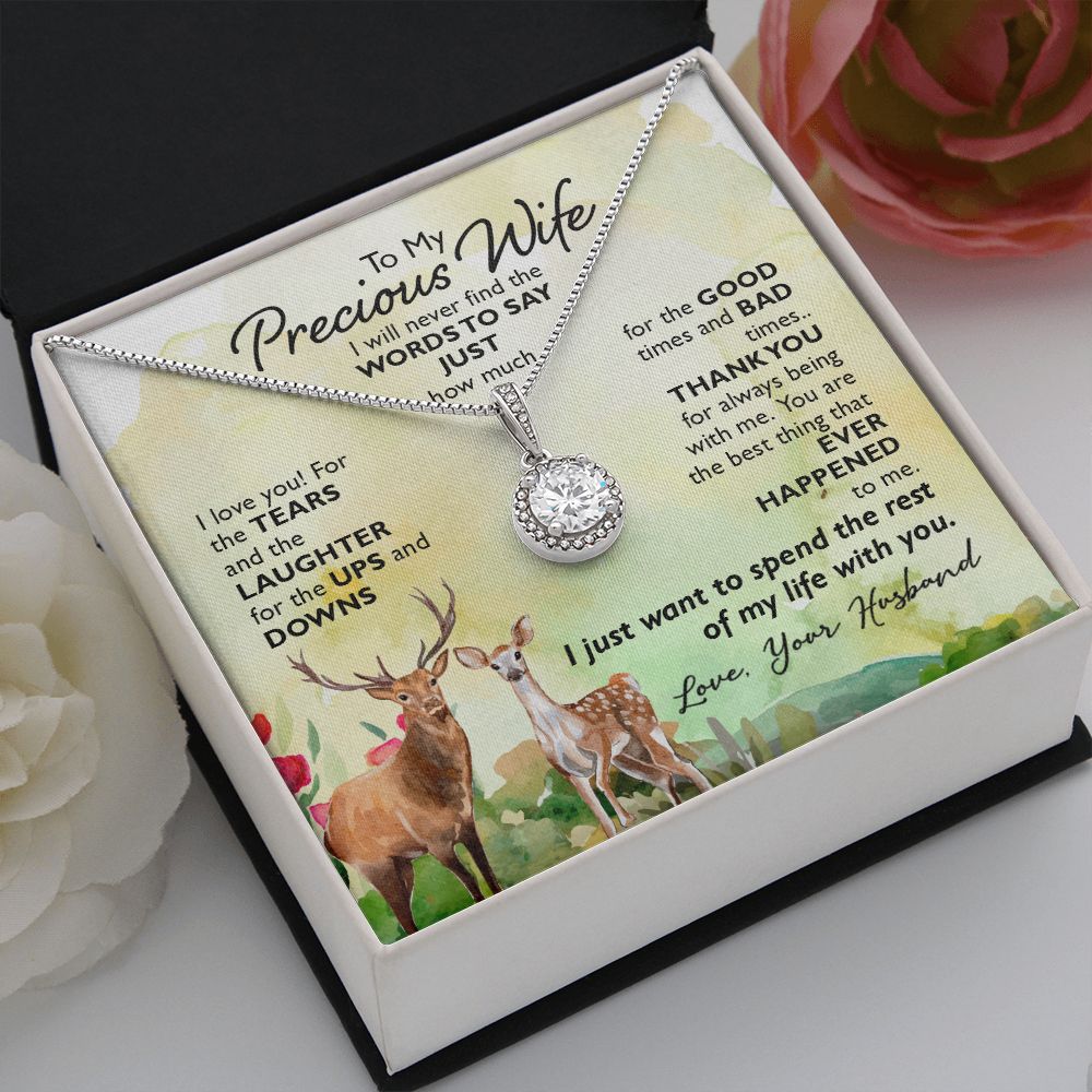 To My Wife I Will Never Find the Words Eternal Hope Necklace Message Card-Express Your Love Gifts