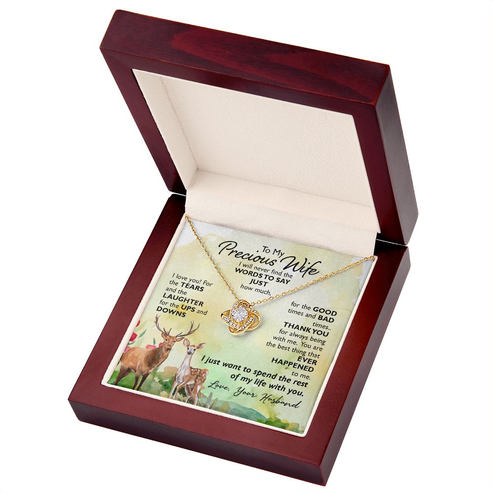 To My Wife I Will Never Find the Words Infinity Knot Necklace Message Card-Express Your Love Gifts