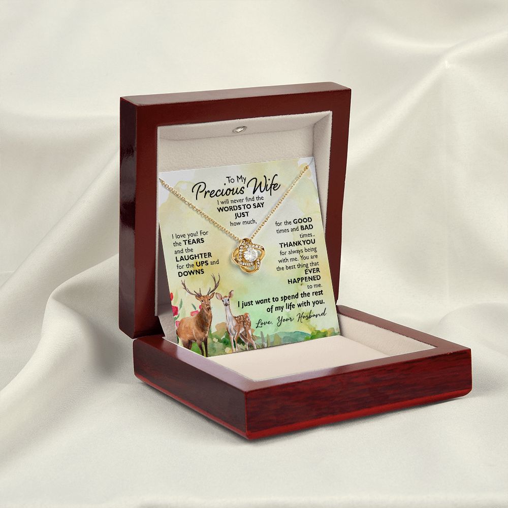 To My Wife I Will Never Find the Words Infinity Knot Necklace Message Card-Express Your Love Gifts