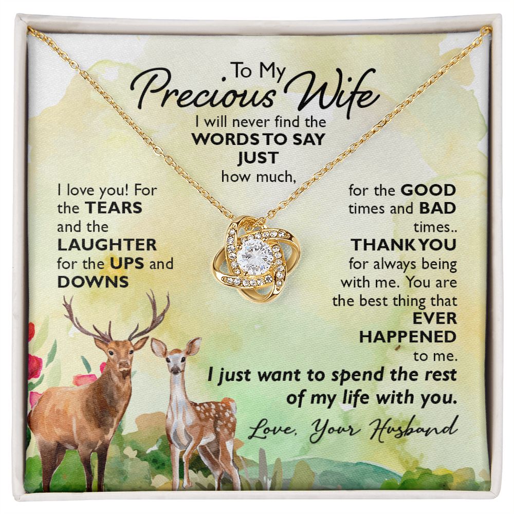 To My Wife I Will Never Find the Words Infinity Knot Necklace Message Card-Express Your Love Gifts