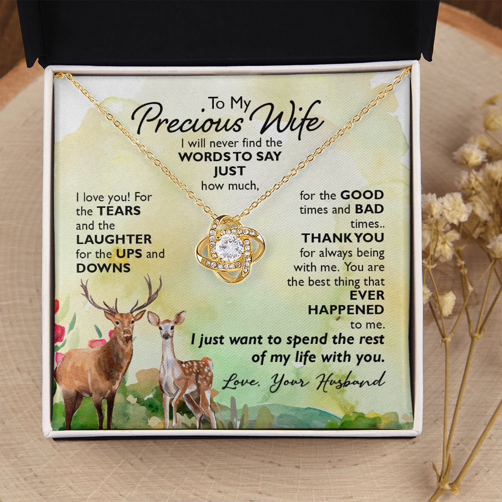 To My Wife I Will Never Find the Words Infinity Knot Necklace Message Card-Express Your Love Gifts