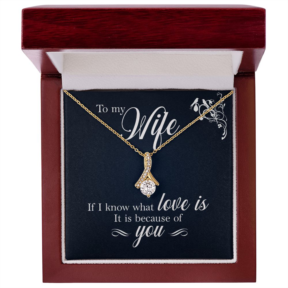 To My Wife If I Know What Love Is Alluring Ribbon Necklace Message Card-Express Your Love Gifts