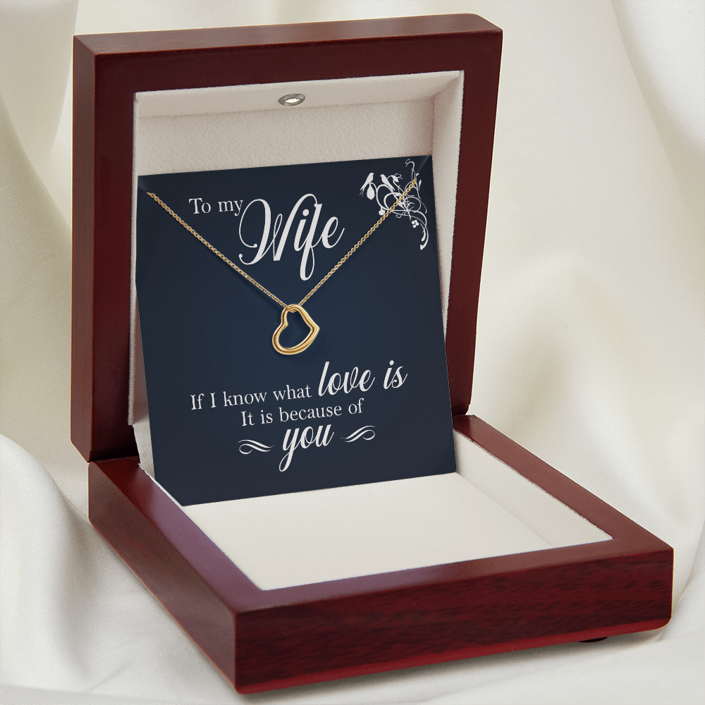 To My Wife If I Know What Love Is Delicate Heart Necklace-Express Your Love Gifts