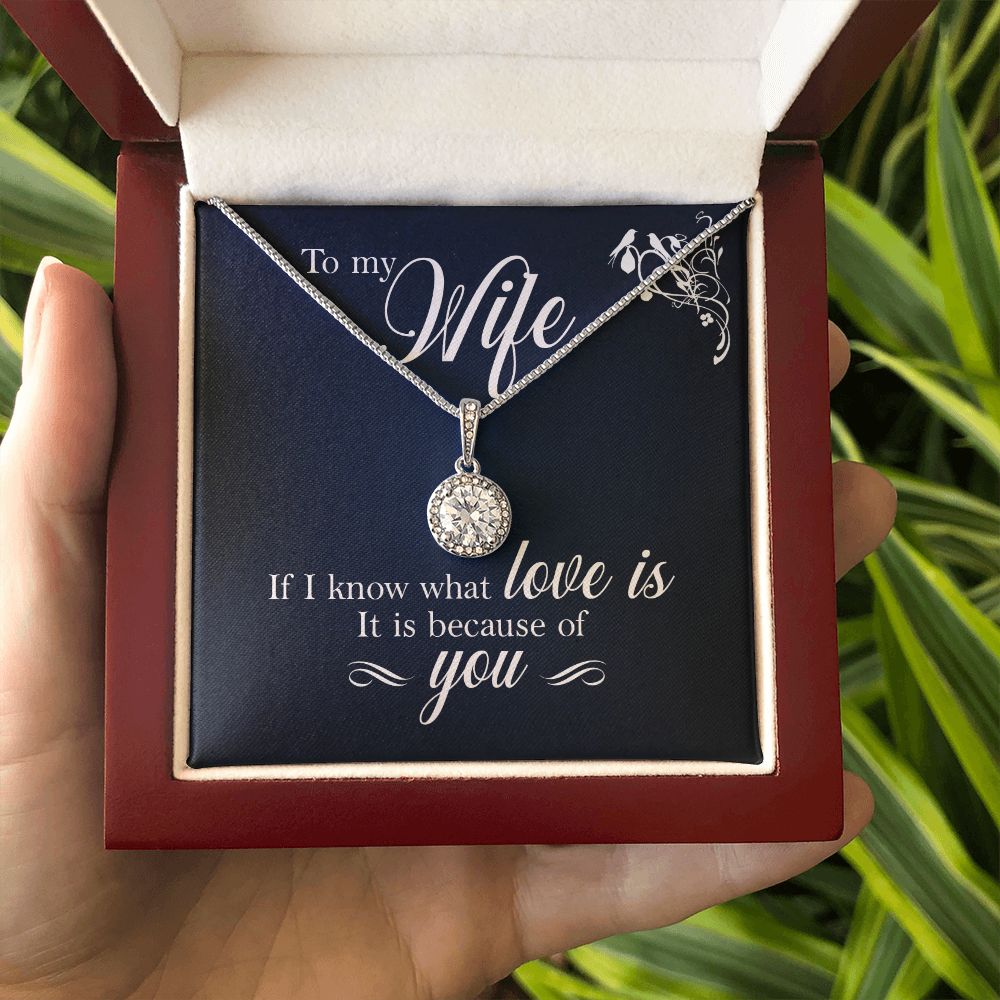 To My Wife If I Know What Love Is Eternal Hope Necklace Message Card-Express Your Love Gifts