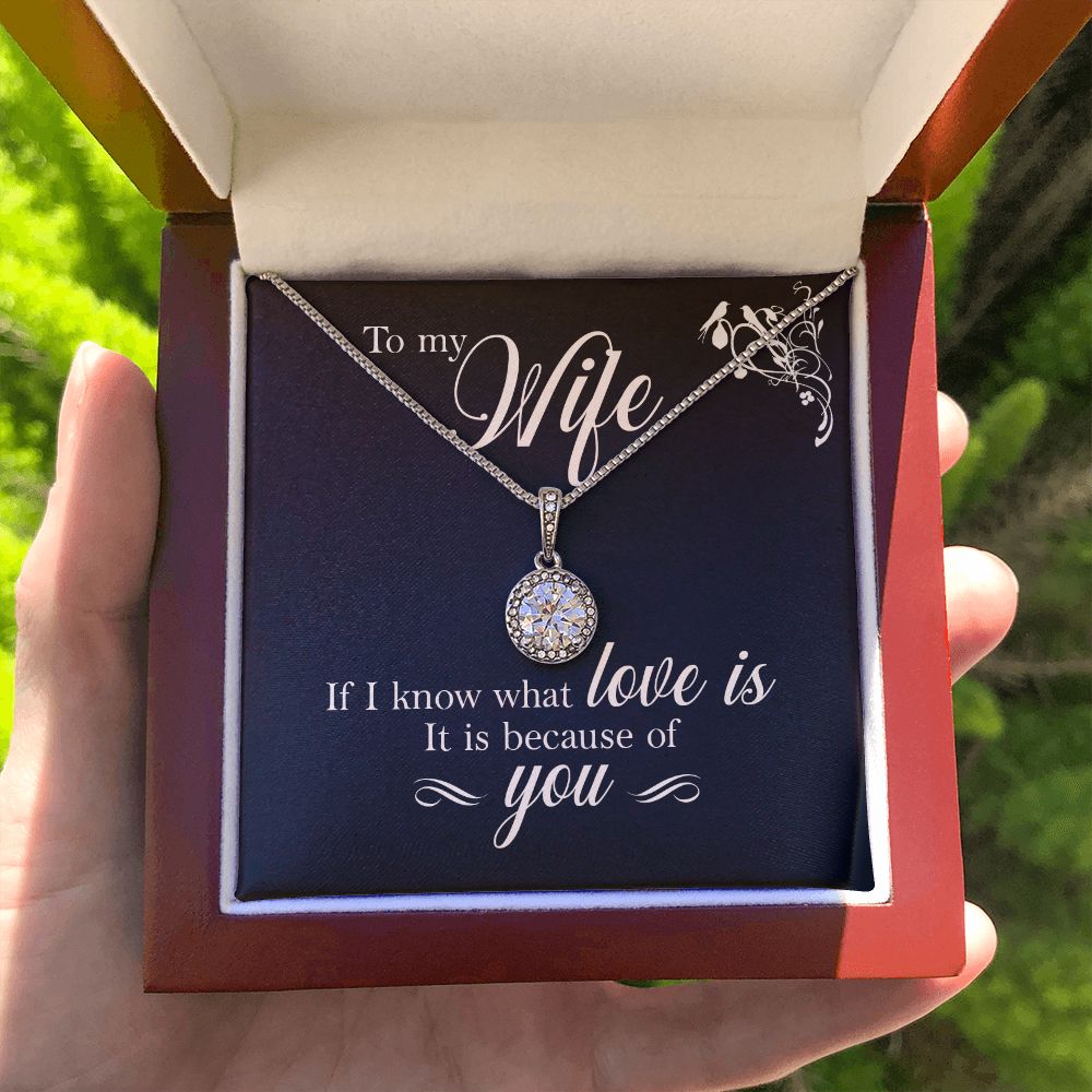 To My Wife If I Know What Love Is Eternal Hope Necklace Message Card-Express Your Love Gifts