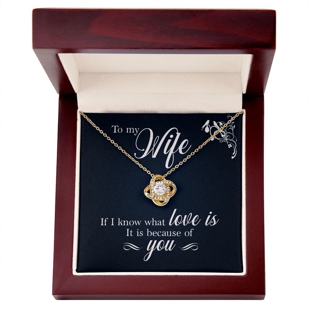 To My Wife If I Know What Love Is Infinity Knot Necklace Message Card-Express Your Love Gifts