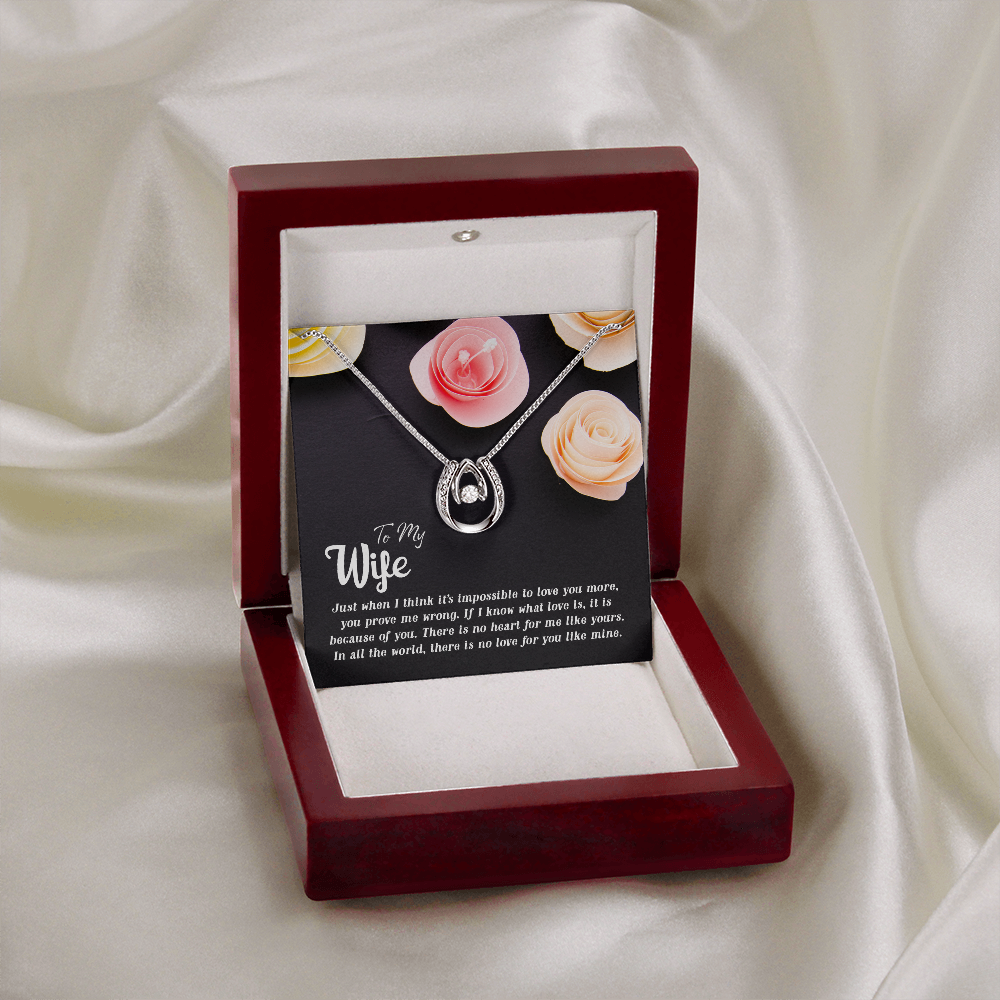 To My Wife Impossible to Love You Lucky Horseshoe Necklace Message Card 14k w CZ Crystals-Express Your Love Gifts