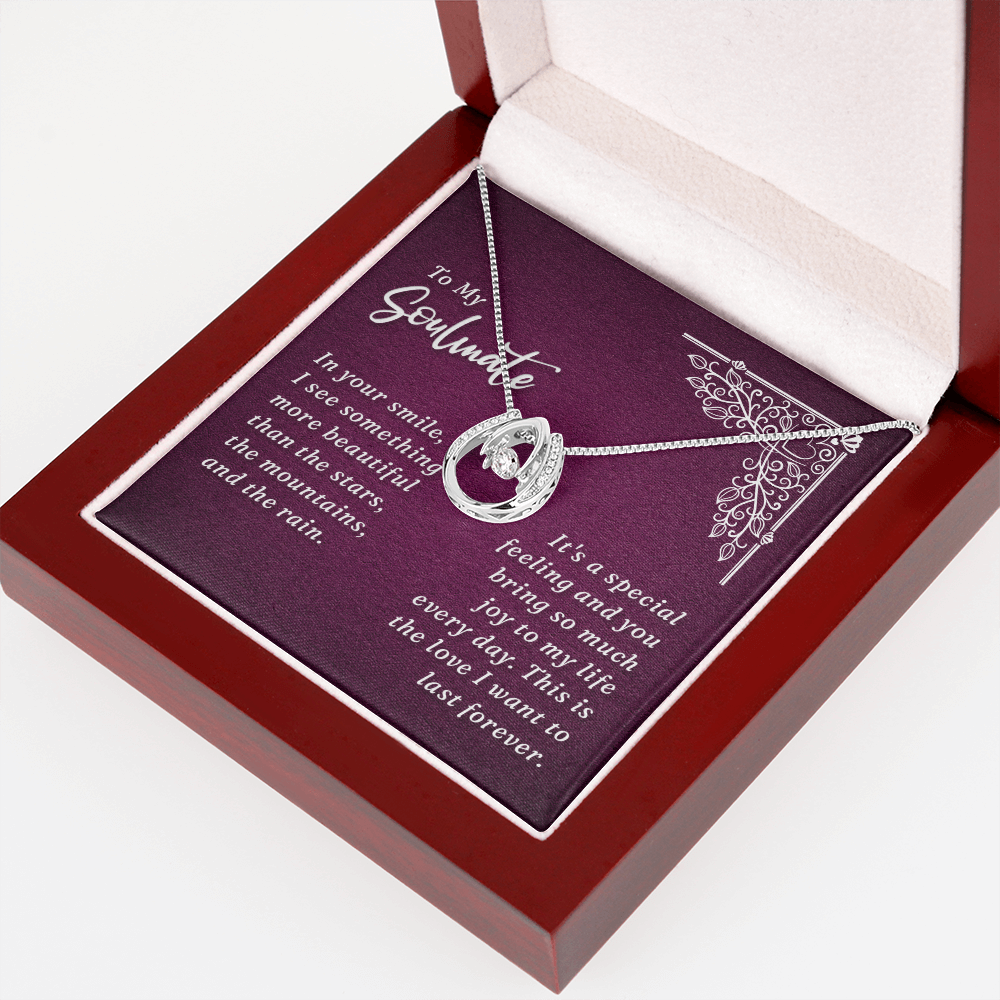 To My Wife In Your Smile Lucky Horseshoe Necklace Message Card 14k w CZ Crystals-Express Your Love Gifts