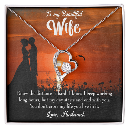 To My Wife Knowing the Distance Forever Necklace w Message Card-Express Your Love Gifts