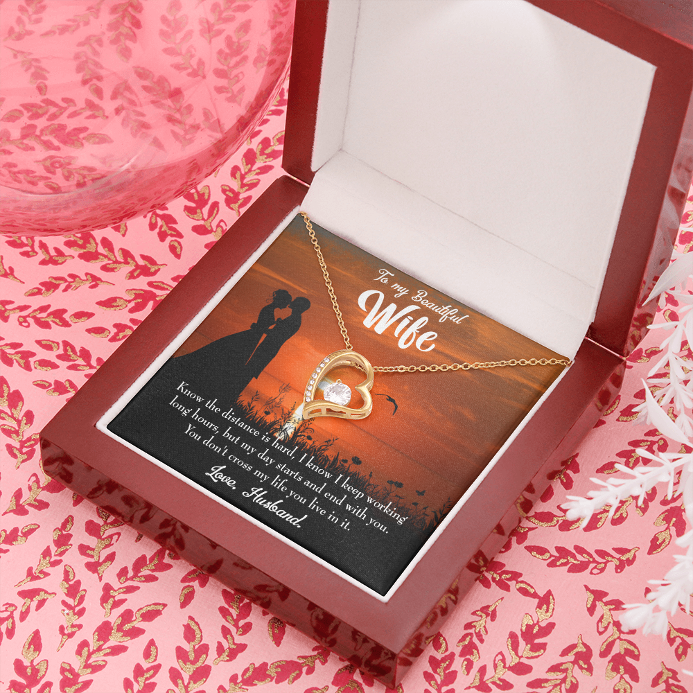 To My Wife Knowing the Distance Forever Necklace w Message Card-Express Your Love Gifts