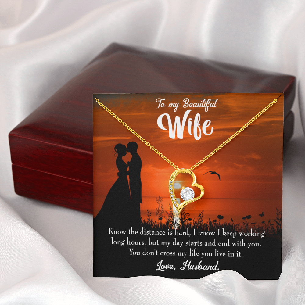 To My Wife Knowing the Distance Forever Necklace w Message Card-Express Your Love Gifts