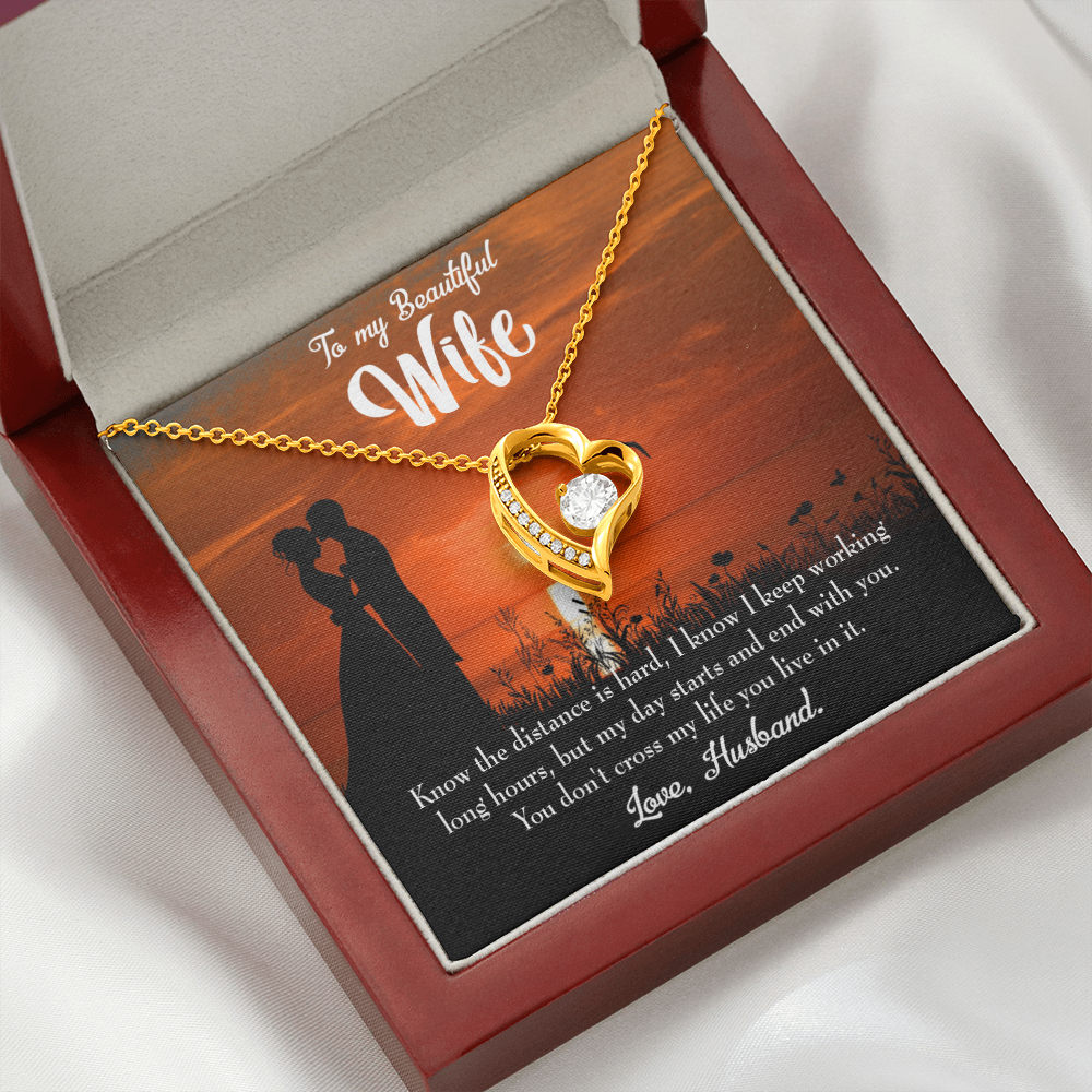 To My Wife Knowing the Distance Forever Necklace w Message Card-Express Your Love Gifts