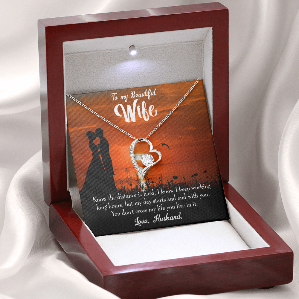 To My Wife Knowing the Distance Forever Necklace w Message Card-Express Your Love Gifts