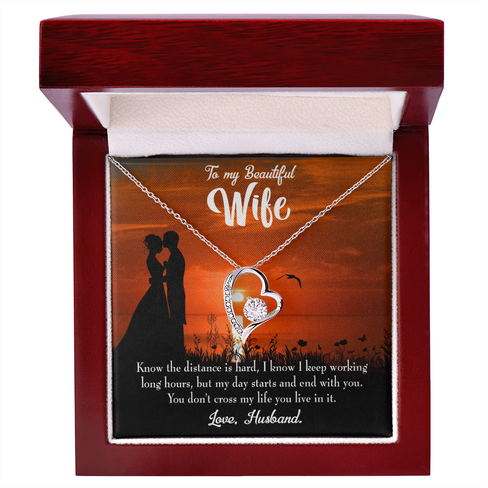 To My Wife Knowing the Distance Forever Necklace w Message Card-Express Your Love Gifts