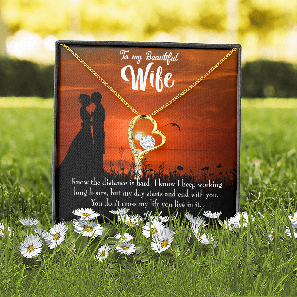 To My Wife Knowing the Distance Forever Necklace w Message Card-Express Your Love Gifts