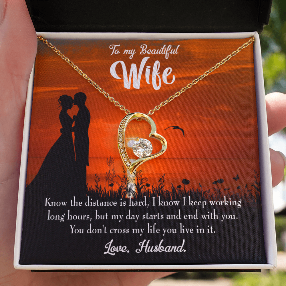 To My Wife Knowing the Distance Forever Necklace w Message Card-Express Your Love Gifts