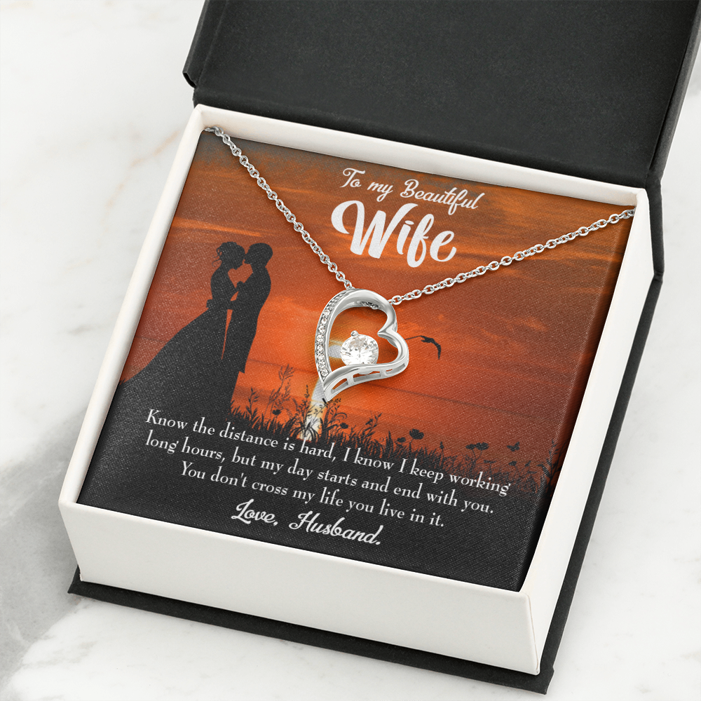 To My Wife Knowing the Distance Forever Necklace w Message Card-Express Your Love Gifts