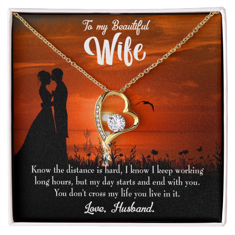 To My Wife Knowing the Distance Forever Necklace w Message Card-Express Your Love Gifts