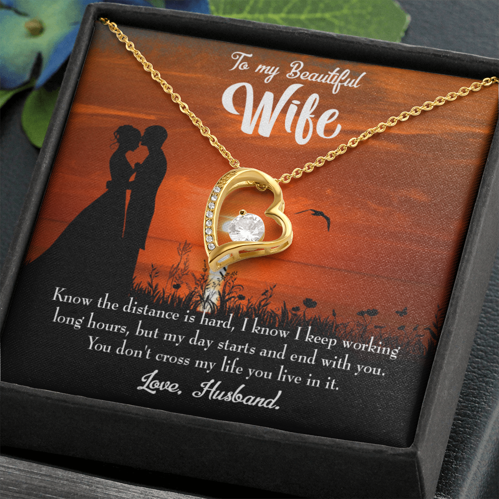 To My Wife Knowing the Distance Forever Necklace w Message Card-Express Your Love Gifts