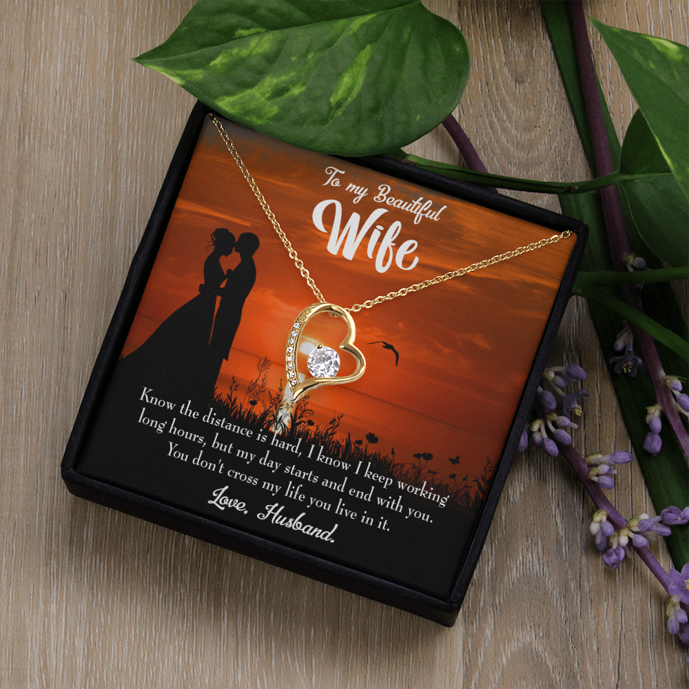 To My Wife Knowing the Distance Forever Necklace w Message Card-Express Your Love Gifts