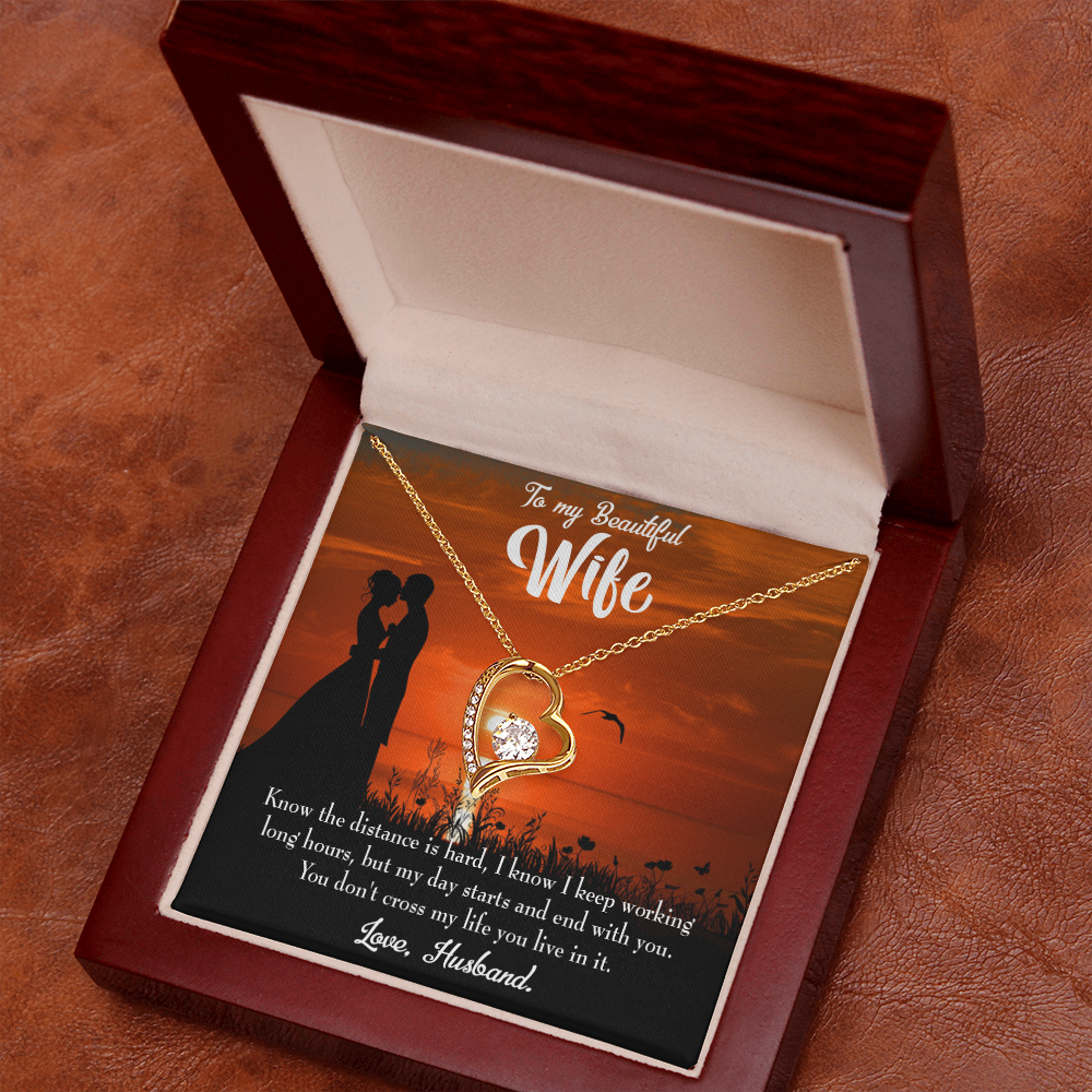 To My Wife Knowing the Distance Forever Necklace w Message Card-Express Your Love Gifts