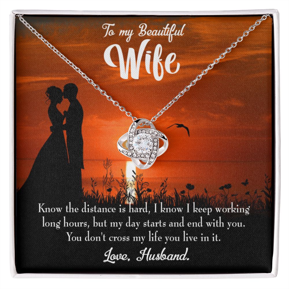 To My Wife Knowing the Distance Infinity Knot Necklace Message Card-Express Your Love Gifts