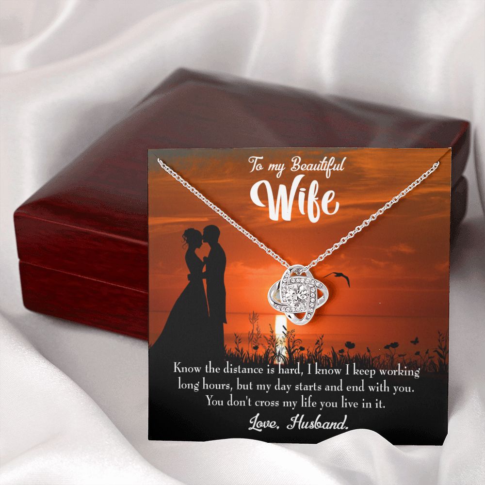 To My Wife Knowing the Distance Infinity Knot Necklace Message Card-Express Your Love Gifts