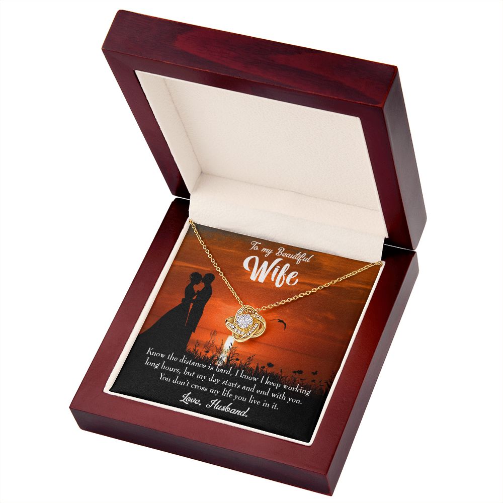 To My Wife Knowing the Distance Infinity Knot Necklace Message Card-Express Your Love Gifts