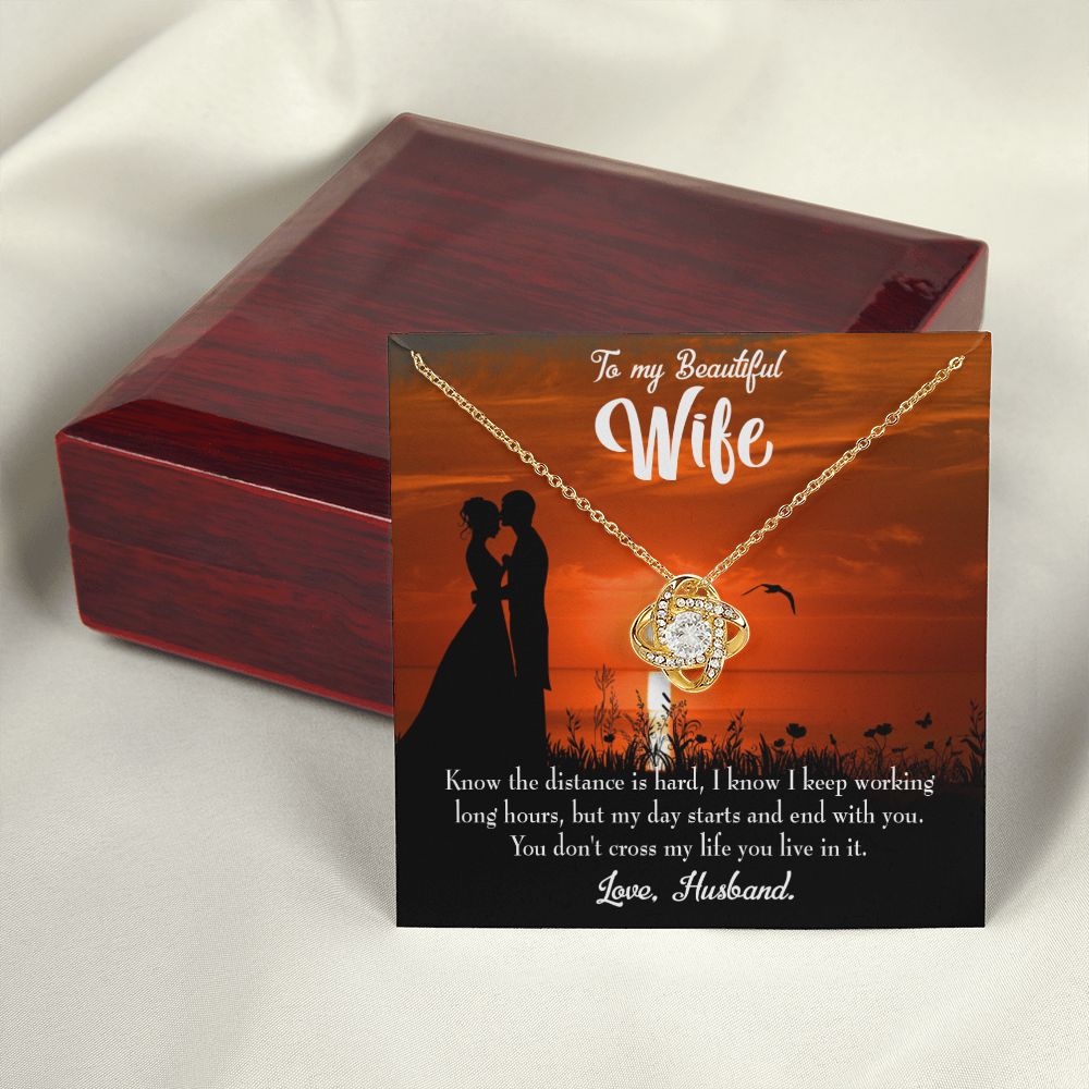 To My Wife Knowing the Distance Infinity Knot Necklace Message Card-Express Your Love Gifts