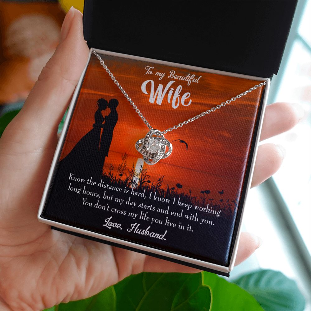 To My Wife Knowing the Distance Infinity Knot Necklace Message Card-Express Your Love Gifts