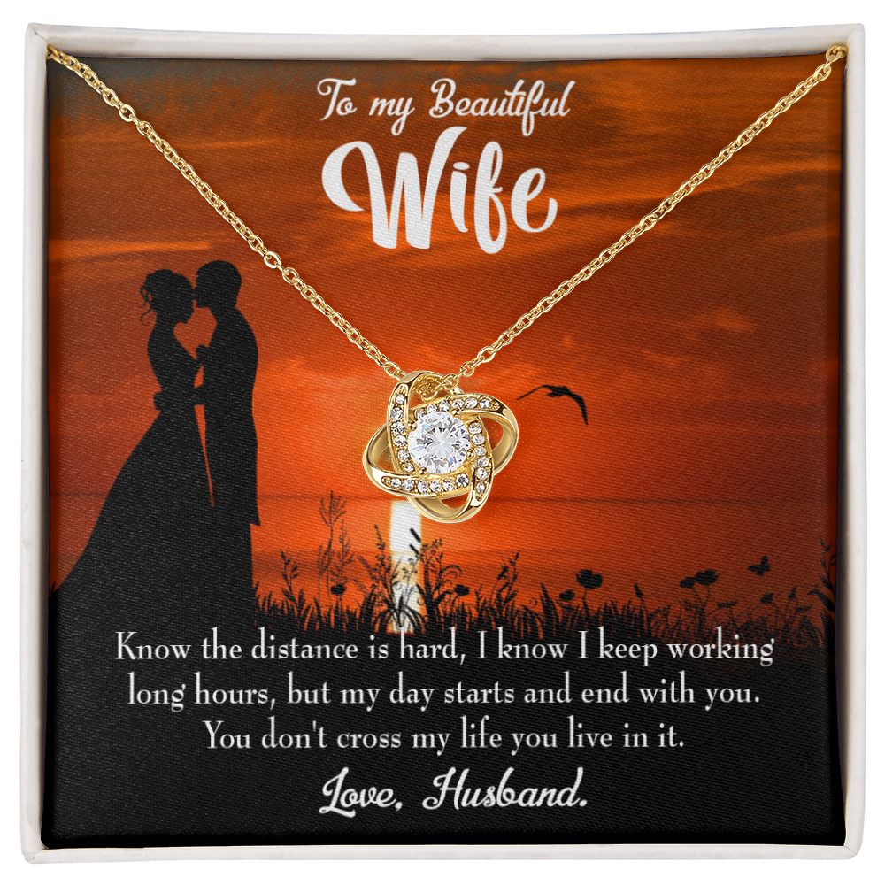 To My Wife Knowing the Distance Infinity Knot Necklace Message Card-Express Your Love Gifts