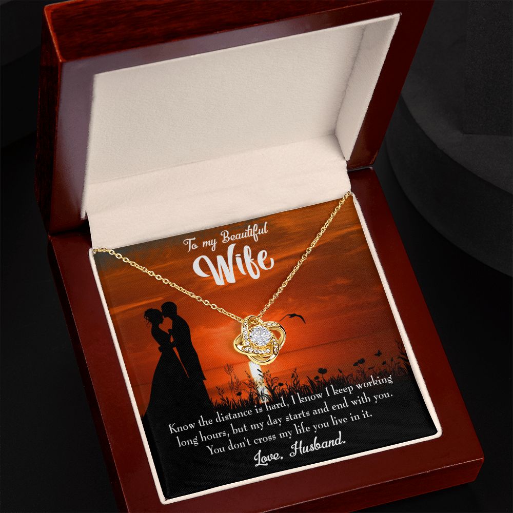 To My Wife Knowing the Distance Infinity Knot Necklace Message Card-Express Your Love Gifts