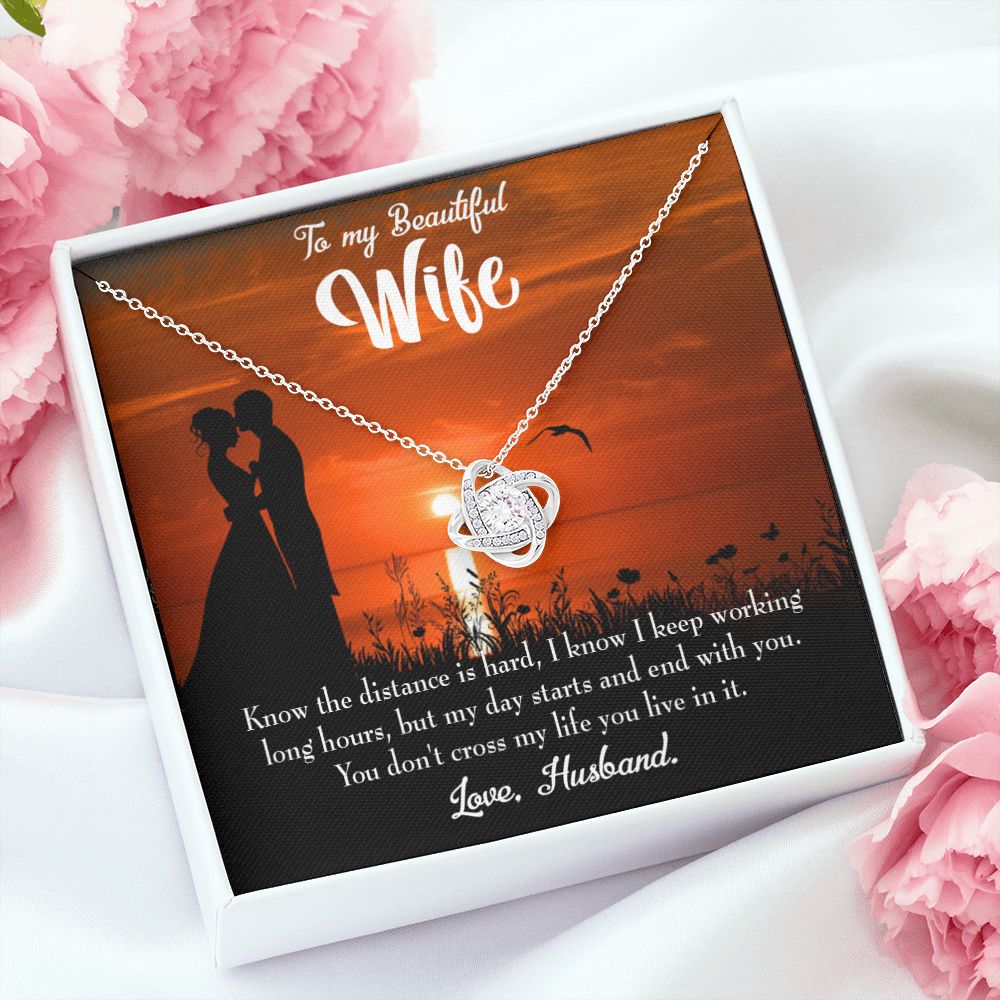 To My Wife Knowing the Distance Infinity Knot Necklace Message Card-Express Your Love Gifts