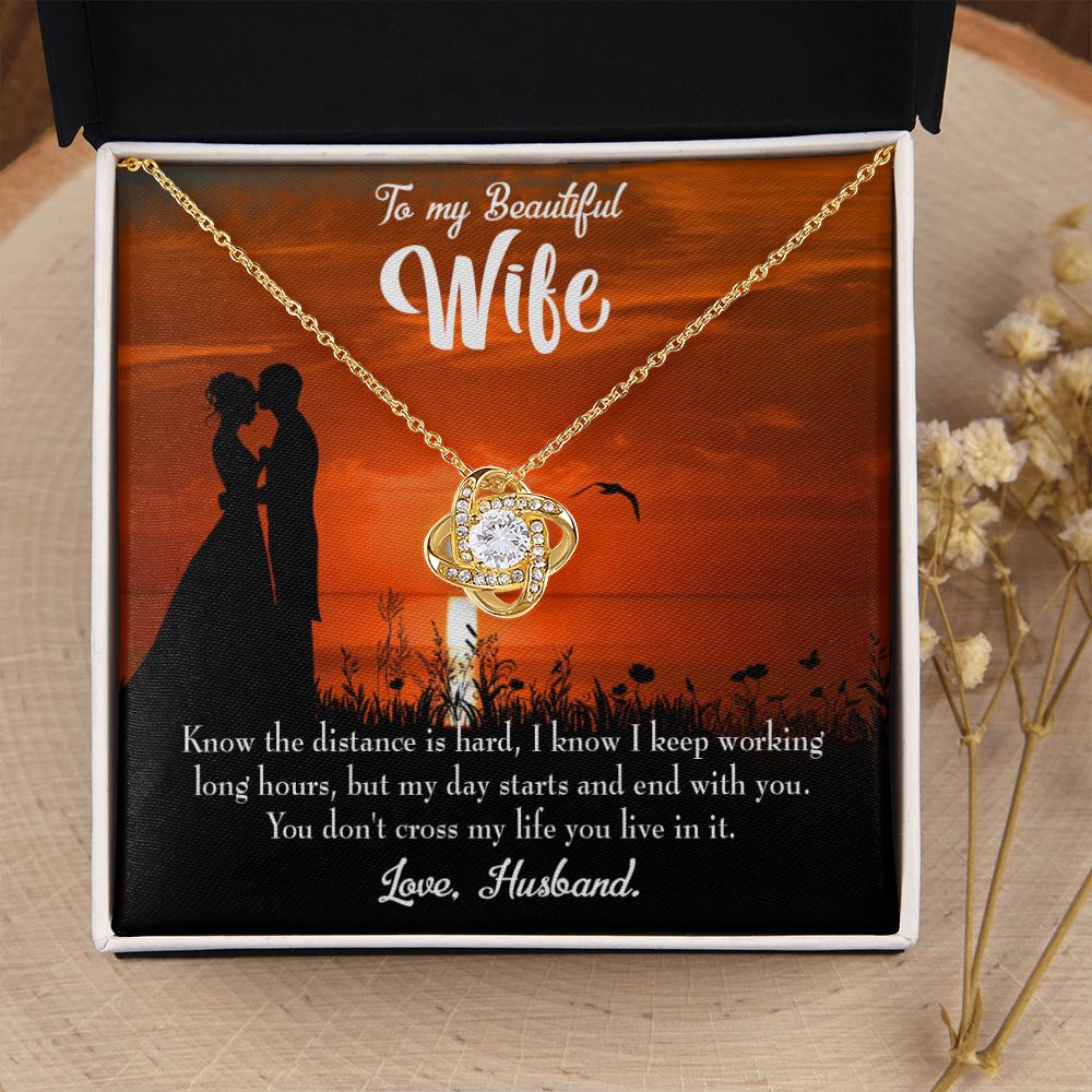 To My Wife Knowing the Distance Infinity Knot Necklace Message Card-Express Your Love Gifts