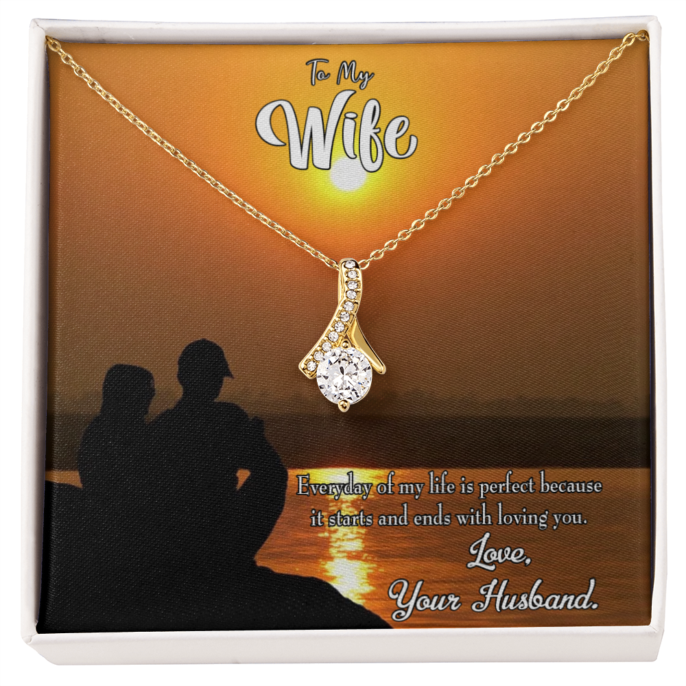 To My Wife Life is Perfect Alluring Ribbon Necklace Message Card-Express Your Love Gifts