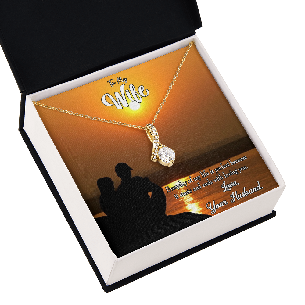 To My Wife Life is Perfect Alluring Ribbon Necklace Message Card-Express Your Love Gifts