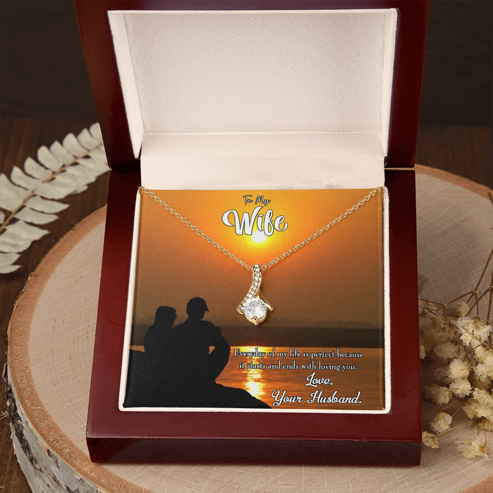 To My Wife Life is Perfect Alluring Ribbon Necklace Message Card-Express Your Love Gifts