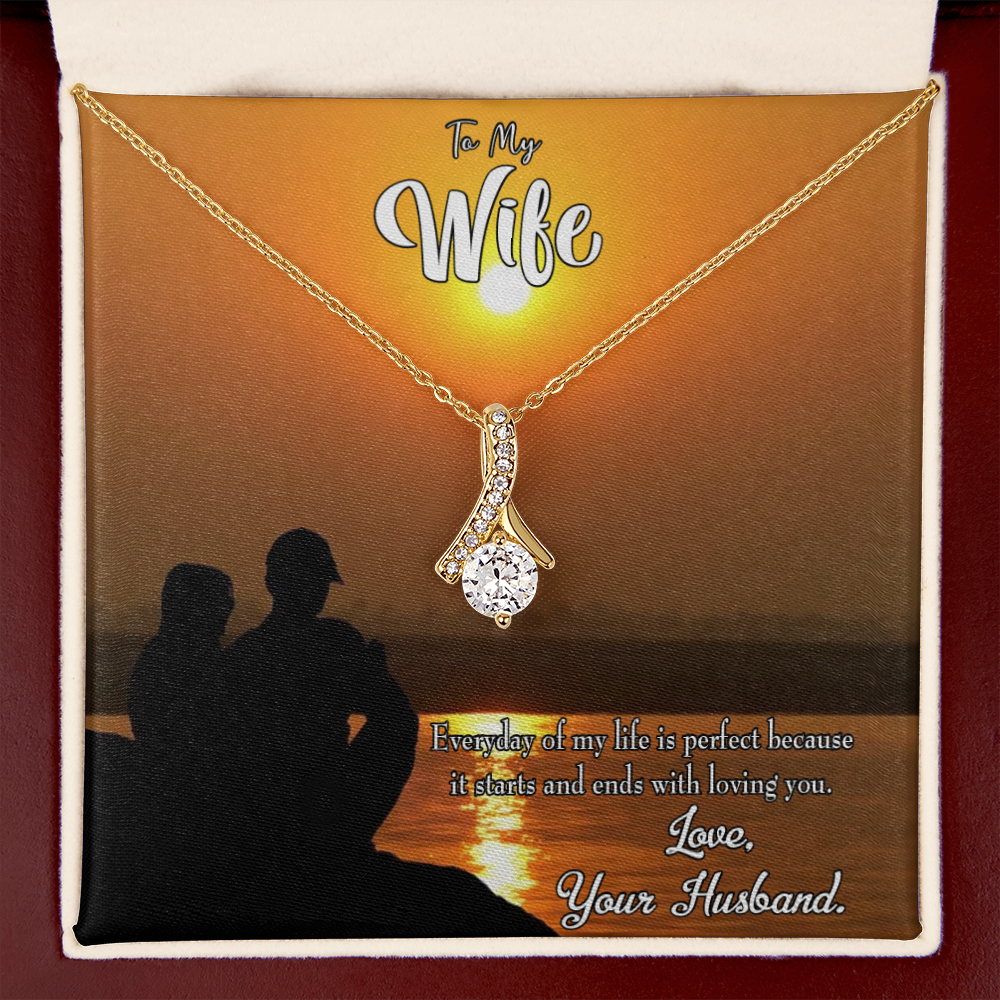 To My Wife Life is Perfect Alluring Ribbon Necklace Message Card-Express Your Love Gifts