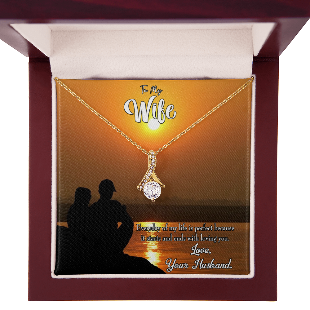 To My Wife Life is Perfect Alluring Ribbon Necklace Message Card-Express Your Love Gifts