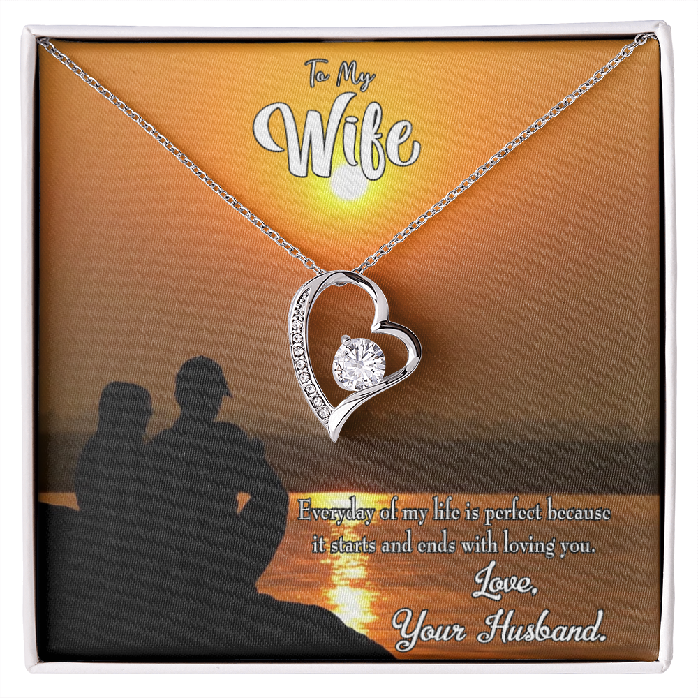 To My Wife Life is Perfect Forever Necklace w Message Card-Express Your Love Gifts