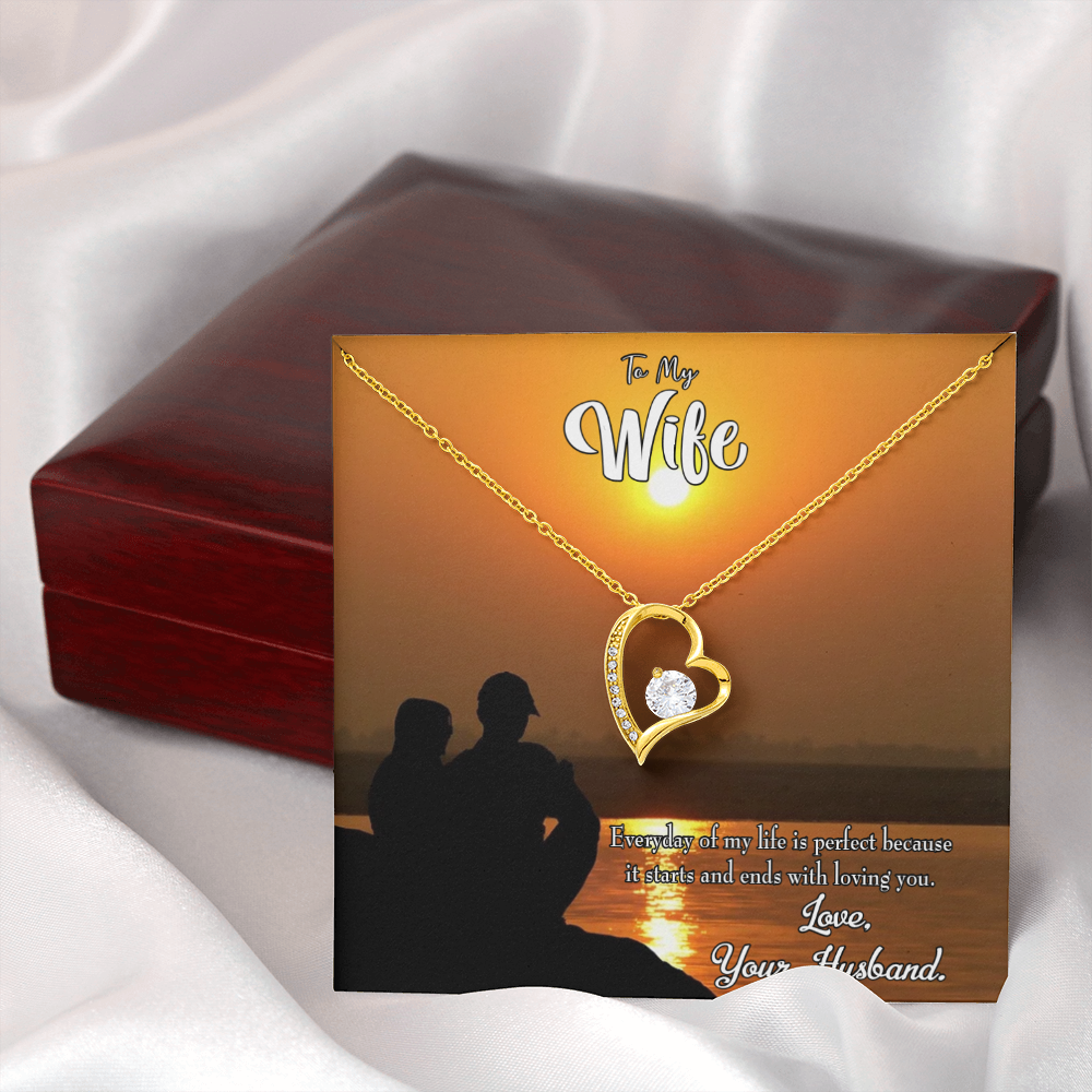 To My Wife Life is Perfect Forever Necklace w Message Card-Express Your Love Gifts