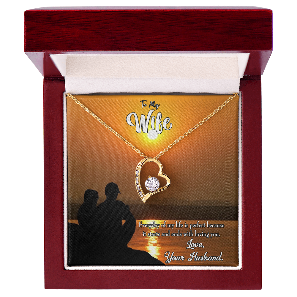 To My Wife Life is Perfect Forever Necklace w Message Card-Express Your Love Gifts