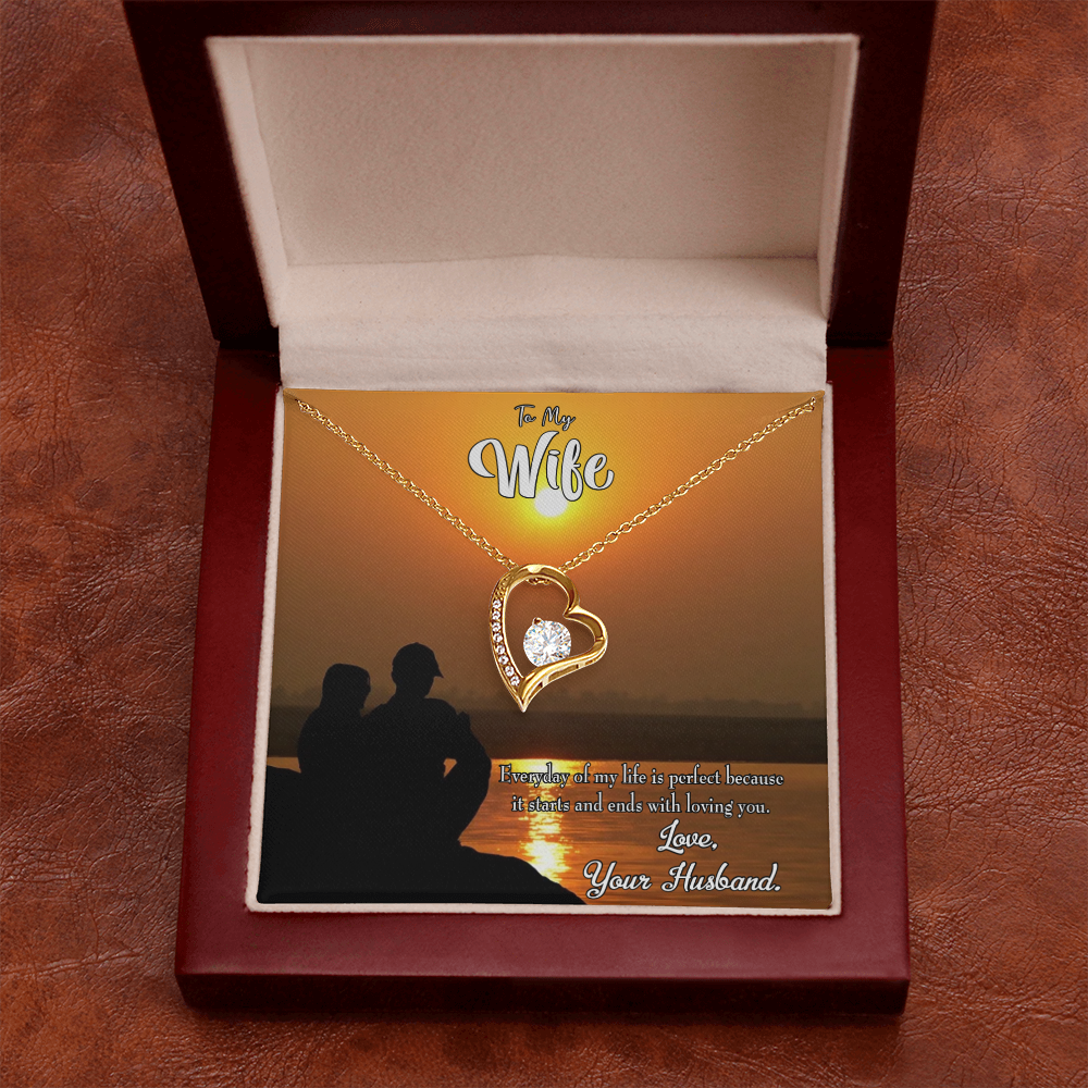 To My Wife Life is Perfect Forever Necklace w Message Card-Express Your Love Gifts