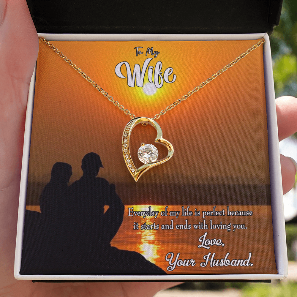 To My Wife Life is Perfect Forever Necklace w Message Card-Express Your Love Gifts