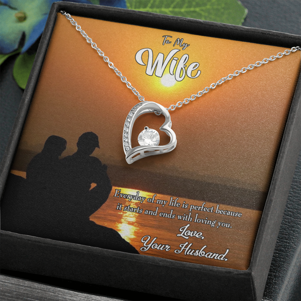 To My Wife Life is Perfect Forever Necklace w Message Card-Express Your Love Gifts