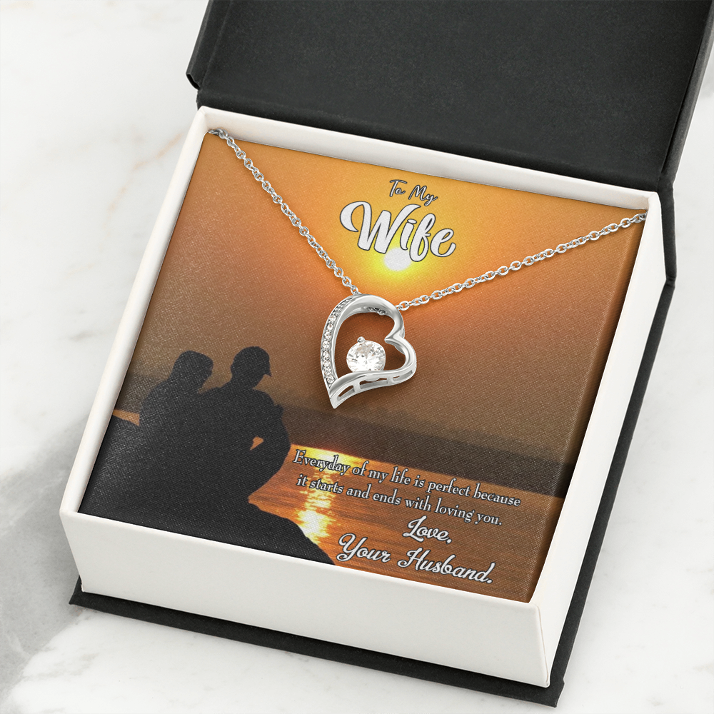 To My Wife Life is Perfect Forever Necklace w Message Card-Express Your Love Gifts